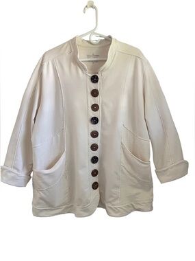 NEON BUDDHA Cream Boho jacket with distinctive arty button front closure 2X